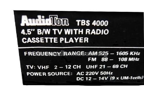 4,5' BW TV with Radio Cassette player TBS 4000; AudioTon Grünwald (ID = 1403522) TV Radio