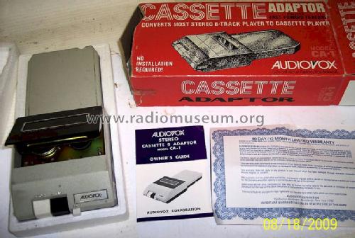 Cassette 8 Adaptor CA-1; Audiovox Corporation (ID = 699522) mod-past25