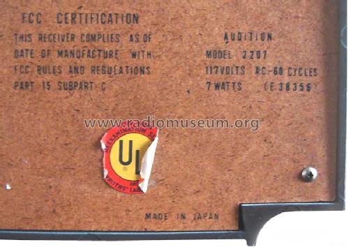 Solid State 11 Transistor 2207; Audition; label of (ID = 496109) Radio