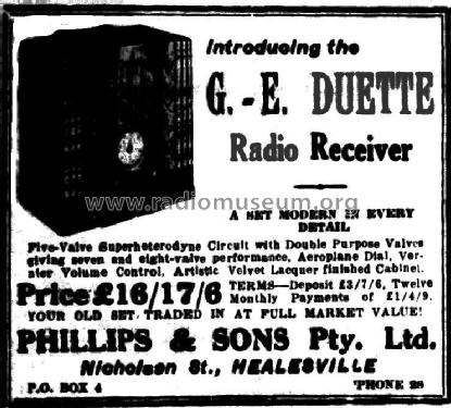 G.E. Duette 254E; Australian General (ID = 2144021) Radio