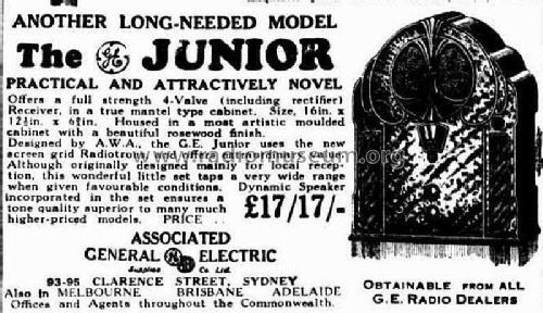 Junior Four Valve Radio ; Australian General (ID = 2150445) Radio