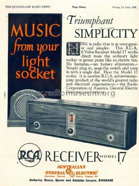 RCA Model 17 ; Australian General (ID = 2680504) Radio