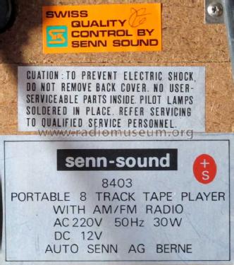 8 Track Player 8403; Auto Senn AG senn- (ID = 1343062) Radio
