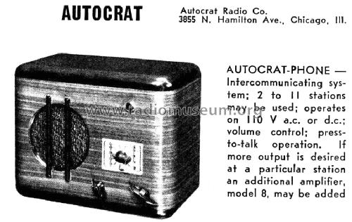 Autocrat Phone Intercom; Autocrat Radio Co.; (ID = 1035881) Ampl/Mixer