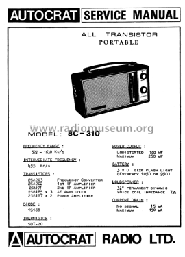 Autocrat Sanyo All Transistor Portable 8C-310; Autocrat Radio Ltd.; (ID = 2980610) Radio