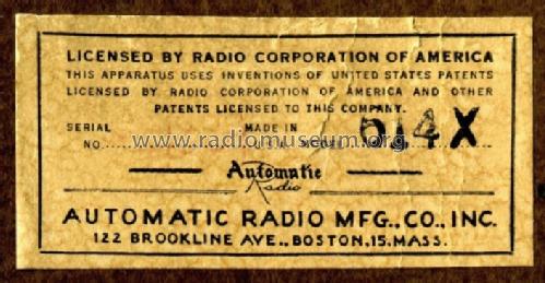 614X ; Automatic Radio Mfg. (ID = 631951) Radio