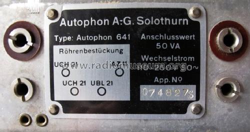 641; Autophon AG inkl. (ID = 1355344) Radio