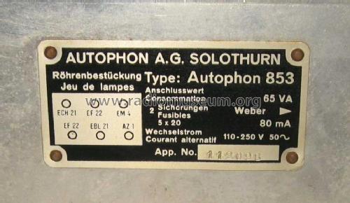 853; Autophon AG inkl. (ID = 752219) Radio