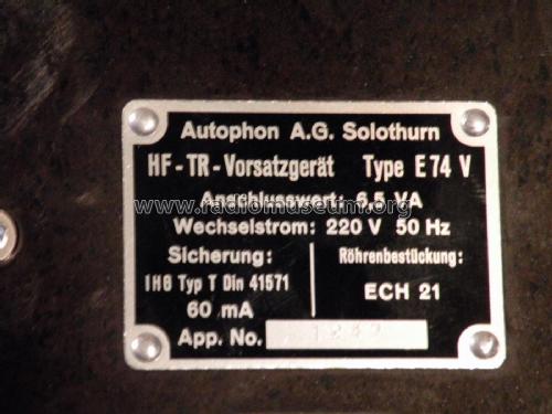 HF-TR Vorsatzgerät E74V; Autophon AG inkl. (ID = 2205566) Radio
