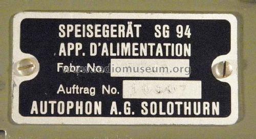 Speisegerät SG94; Autophon AG inkl. (ID = 1731215) A-courant