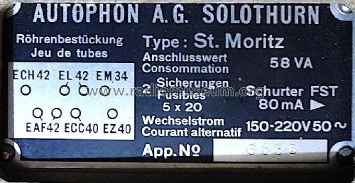 St.Moritz mit Drahtfunk; Autophon AG inkl. (ID = 2852477) Radio