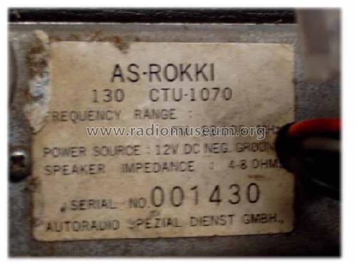 AS-ROKKI 130 CTU-1070; Autoradio Spezial (ID = 550049) Autoradio