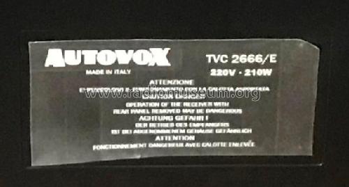 Sensormatic TVC2666/E Ch= 100; Autovox SPA; Roma (ID = 2782615) Télévision