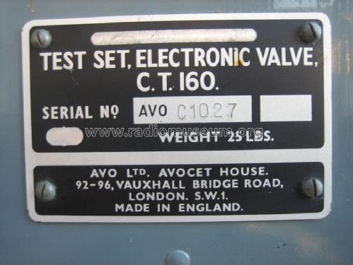 Test Set Electronic Valve C.T.160; AVO Ltd.; London (ID = 300772) Ausrüstung