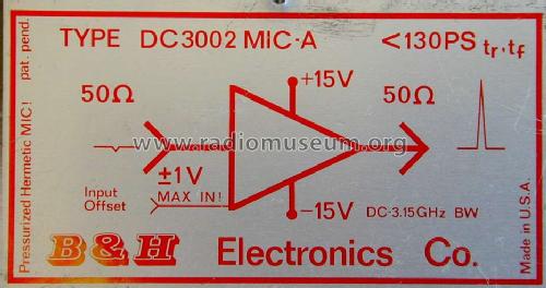 Wide Band Amplifier DC 3002 MIC-A; B&H Electronics Corp (ID = 1499954) RF-Ampl.