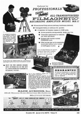 All-Transistor Filmagnetic Sound on Film Amplifier MA-11C; Bach Auricon Inc., (ID = 1246287) Ampl/Mixer