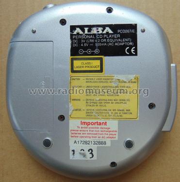 Portable Compact Disc Player PCD267/E; Alba Brand Balcombe (ID = 2715520) Reg-Riprod