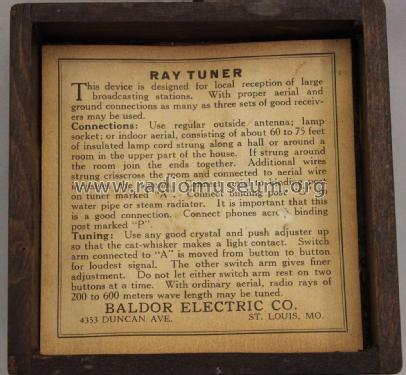 Ray Tuner Crystal Radio ; Baldor Electric Co.; (ID = 2025017) Cristallo