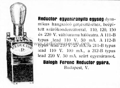 Reductor Egyenirányító egység - Rectifier Unit 211B; Balogh Ferenc (ID = 2472975) Strom-V