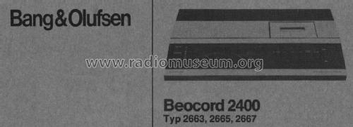 Beocord 2400 2663; Bang & Olufsen B&O; (ID = 1144147) R-Player