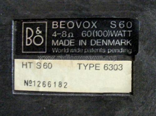 Beovox S 60 6303; Bang & Olufsen B&O; (ID = 1129094) Speaker-P