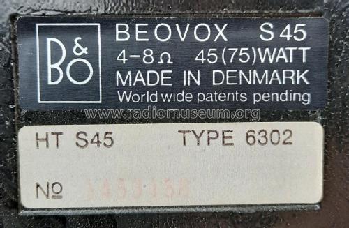 Beovox S 45 6302; Bang & Olufsen B&O; (ID = 2938913) Speaker-P