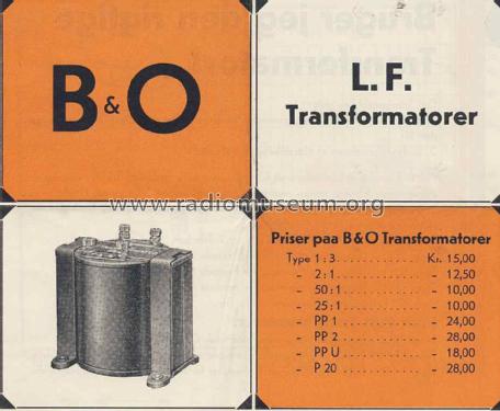 LF Transformatorer Type 1:3, 2:1, 50:1, 25:1; Bang & Olufsen B&O; (ID = 1576841) Radio part