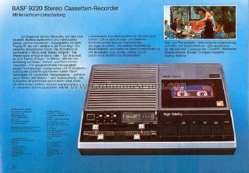 CC-Recorder 9220 Stereo; BASF, Badische (ID = 1597082) R-Player