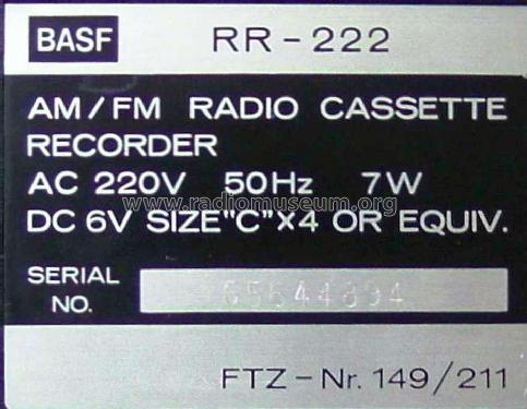 AM-FM Automatic Recorder RR 222; BASF, Badische (ID = 1785389) Radio