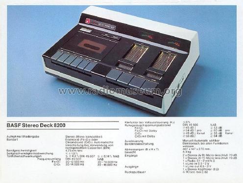 HiFi-Stereo-Deck 8200; BASF, Badische (ID = 1597068) R-Player