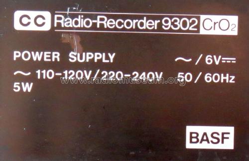 CC Radio-Recorder 9302 CrO2; BASF, Badische (ID = 2101179) Radio