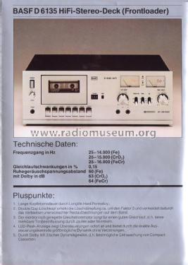 Stereo Cassette Deck D-6135 HiFi; BASF, Badische (ID = 2812495) Ton-Bild