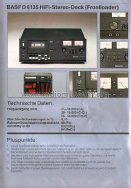 Stereo Cassette Deck D-6135 HiFi; BASF, Badische (ID = 2812508) Ton-Bild