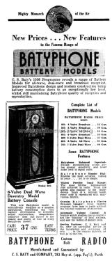 5-Valve Broadcast Battery Console 501; Batyphone, C.S. Baty (ID = 1694542) Radio