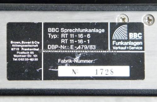 Sprechfunkanlage Veriphon RT11-16; BBC - Brown Boveri; (ID = 1431180) Commercial TRX
