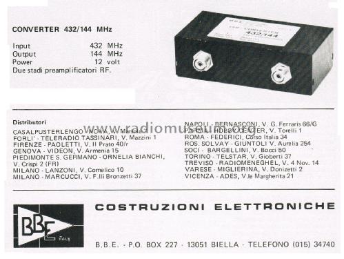 UHF Converter 432/144 MHz ; BBE Italy; Biella (ID = 2748658) Amateur-D