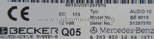 Audio 10 BE 6019; Becker, Max Egon, (ID = 2009792) Car Radio
