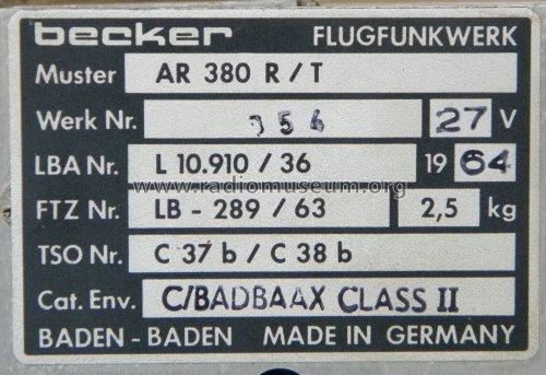 Flugfunkgerät AR 380; Becker Flugfunkwerk; (ID = 1676519) Commercial TRX