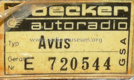 Avus UMK; Becker, Max Egon, (ID = 944243) Car Radio