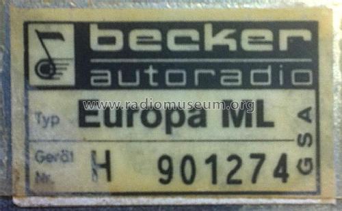 Europa ML; Becker, Max Egon, (ID = 1789019) Car Radio