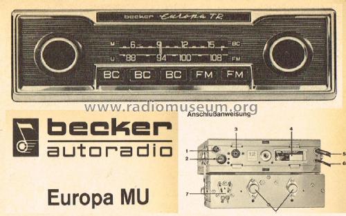 Europa TR MU; Becker, Max Egon, (ID = 1998835) Car Radio
