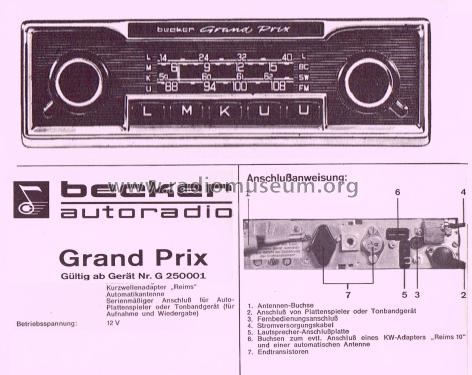 Grand Prix 240; Becker, Max Egon, (ID = 1998799) Car Radio