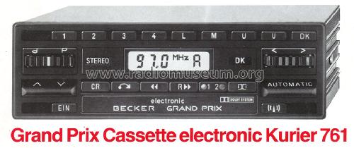 Grand Prix Cassette electronic Kurier 761; Becker, Max Egon, (ID = 606049) Car Radio