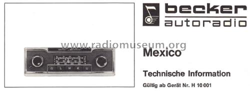 Mexico ab H 10 001; Becker, Max Egon, (ID = 2270080) Car Radio