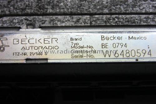 Mexico Cassette electronic Kurier 794 BE-0794; Becker, Max Egon, (ID = 2042659) Car Radio