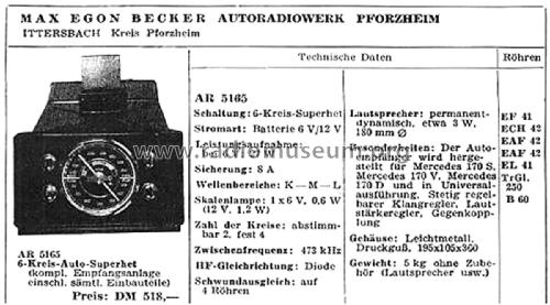 Solitude 51 AR5165; Becker, Max Egon, (ID = 2494464) Car Radio