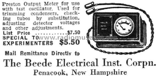 Preston Output Meter ; Beede Electrical (ID = 2077259) Equipment