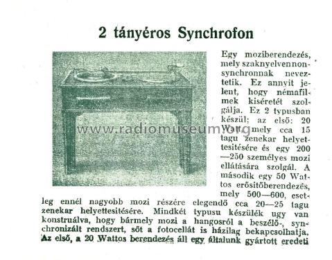 2 Tányéros Synchrofon 50 W; Belgráder Rádió, (ID = 2561140) R-Player