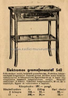 Elektromos gramofonasztal 540; Belgráder Rádió, (ID = 2223344) R-Player