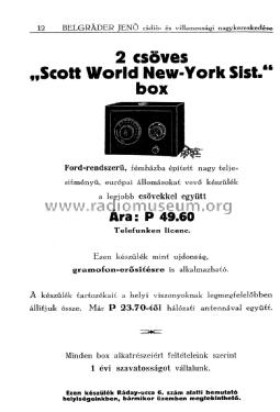 Scott World New-York Sist. Box ; Belgráder Rádió, (ID = 2259037) Radio